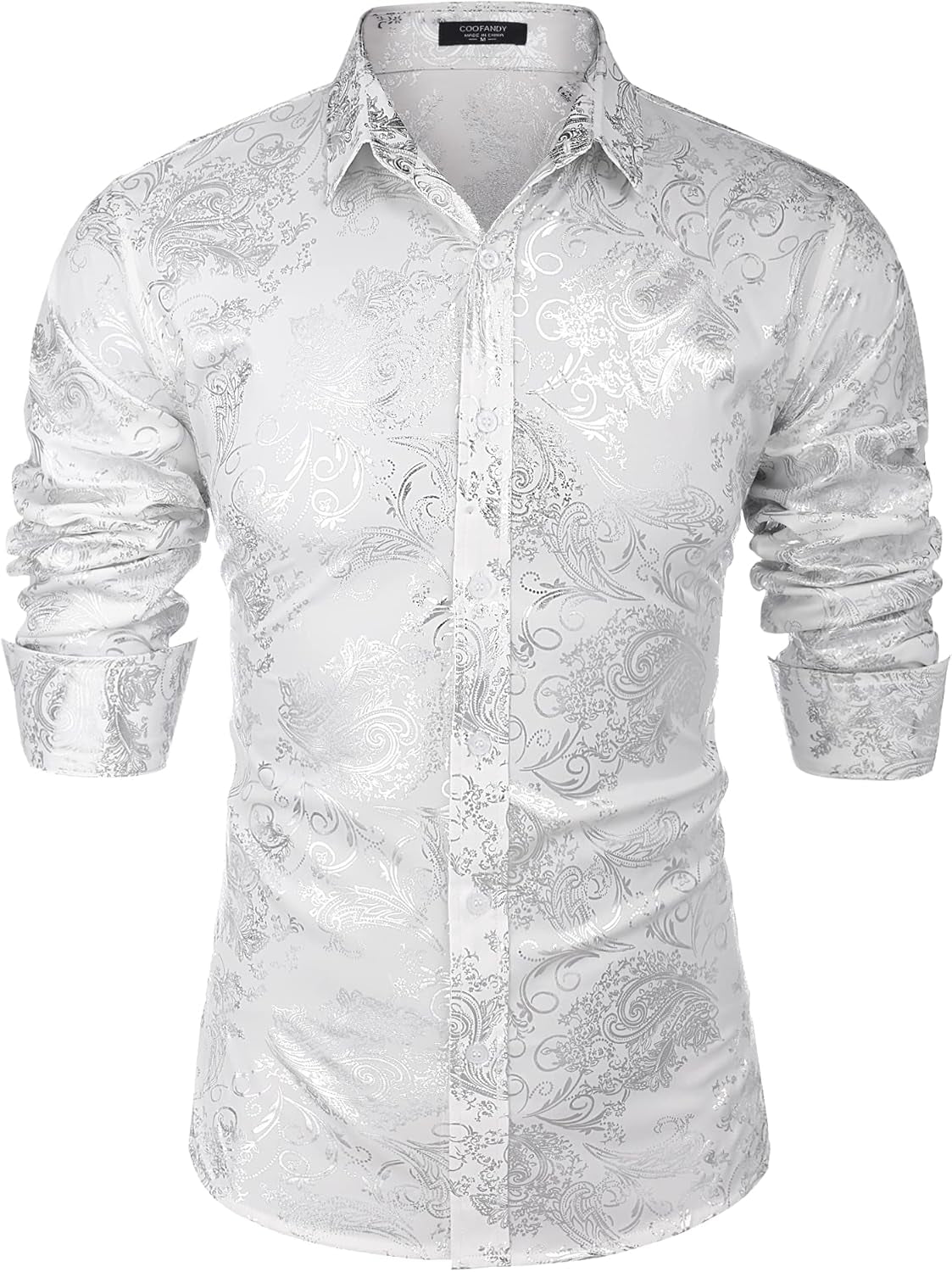 Men'S Paisley Shirt Luxury Disco Long Sleeve Button down Dress Shirts