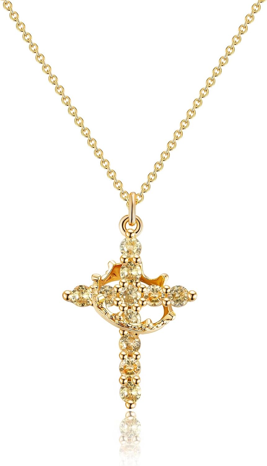 Upgraded Crown Cross Necklace for Women
