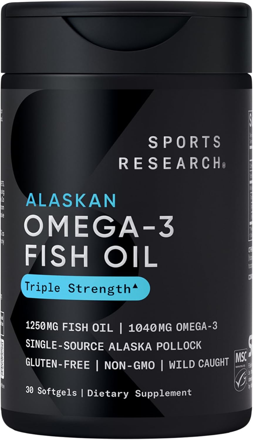 Triple Strength Omega 3 Fish Oil Supplement - Heart, Brain & Immune Support for Adults, Men & Women - 1250 Mg Capsules (30 Ct)