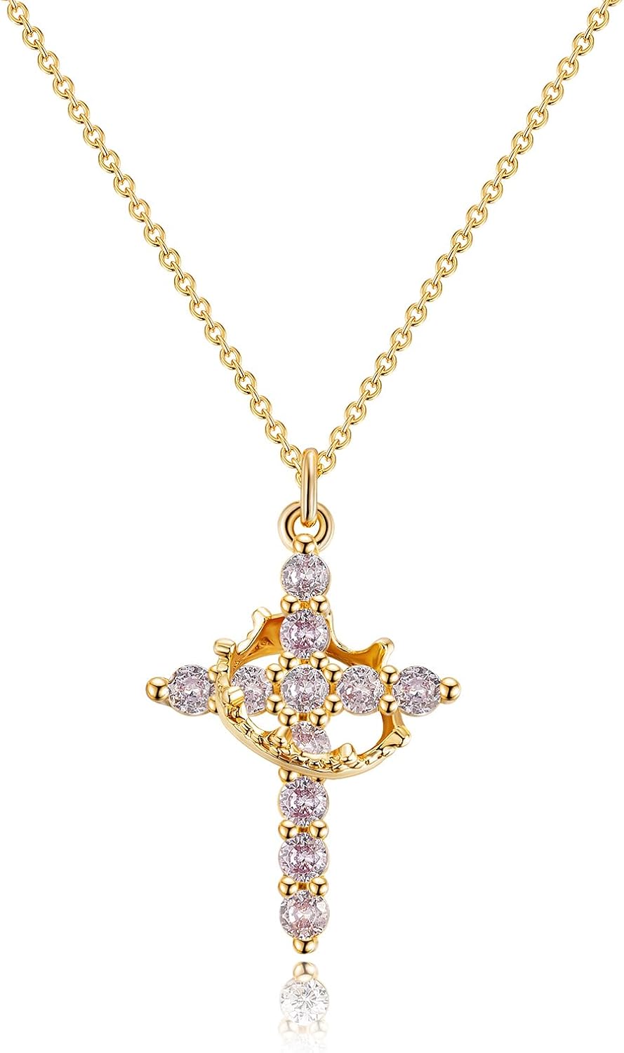 Upgraded Crown Cross Necklace for Women