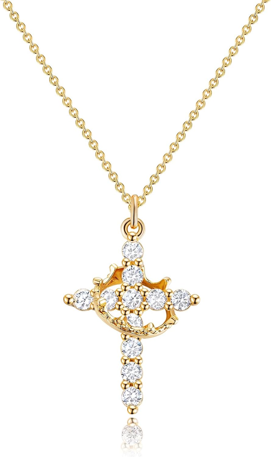 Upgraded Crown Cross Necklace for Women