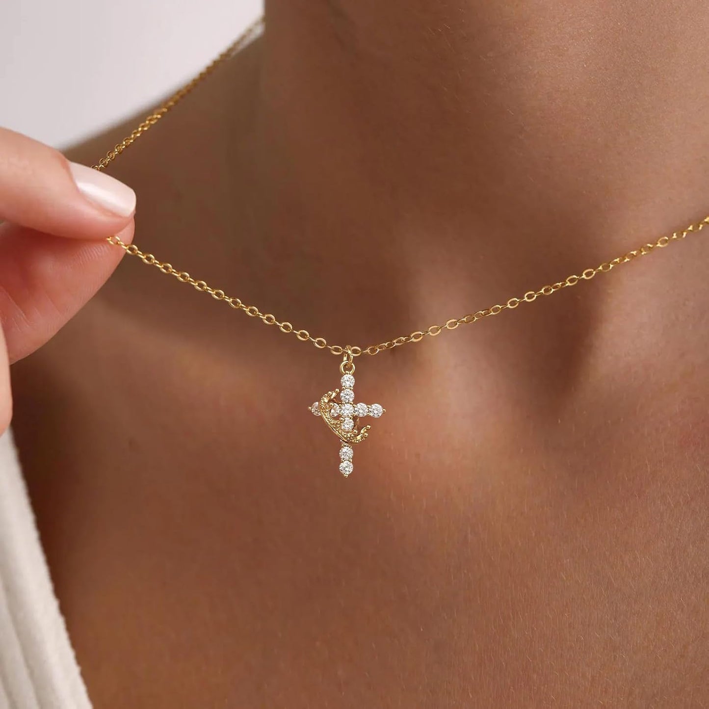 Upgraded Crown Cross Necklace for Women