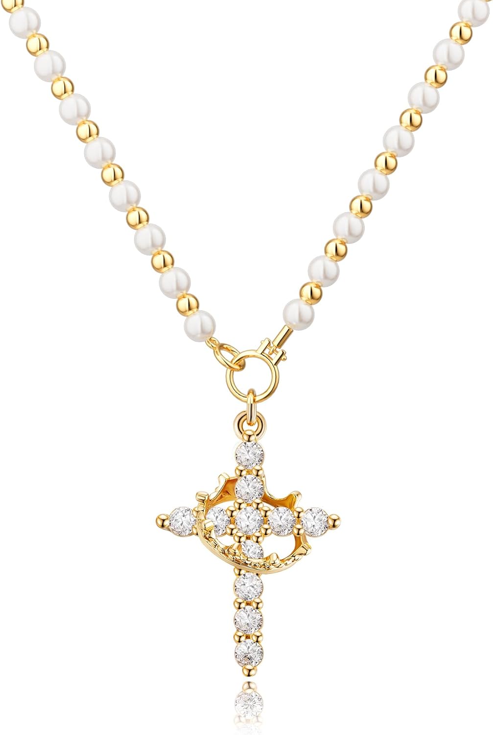Upgraded Crown Cross Necklace for Women