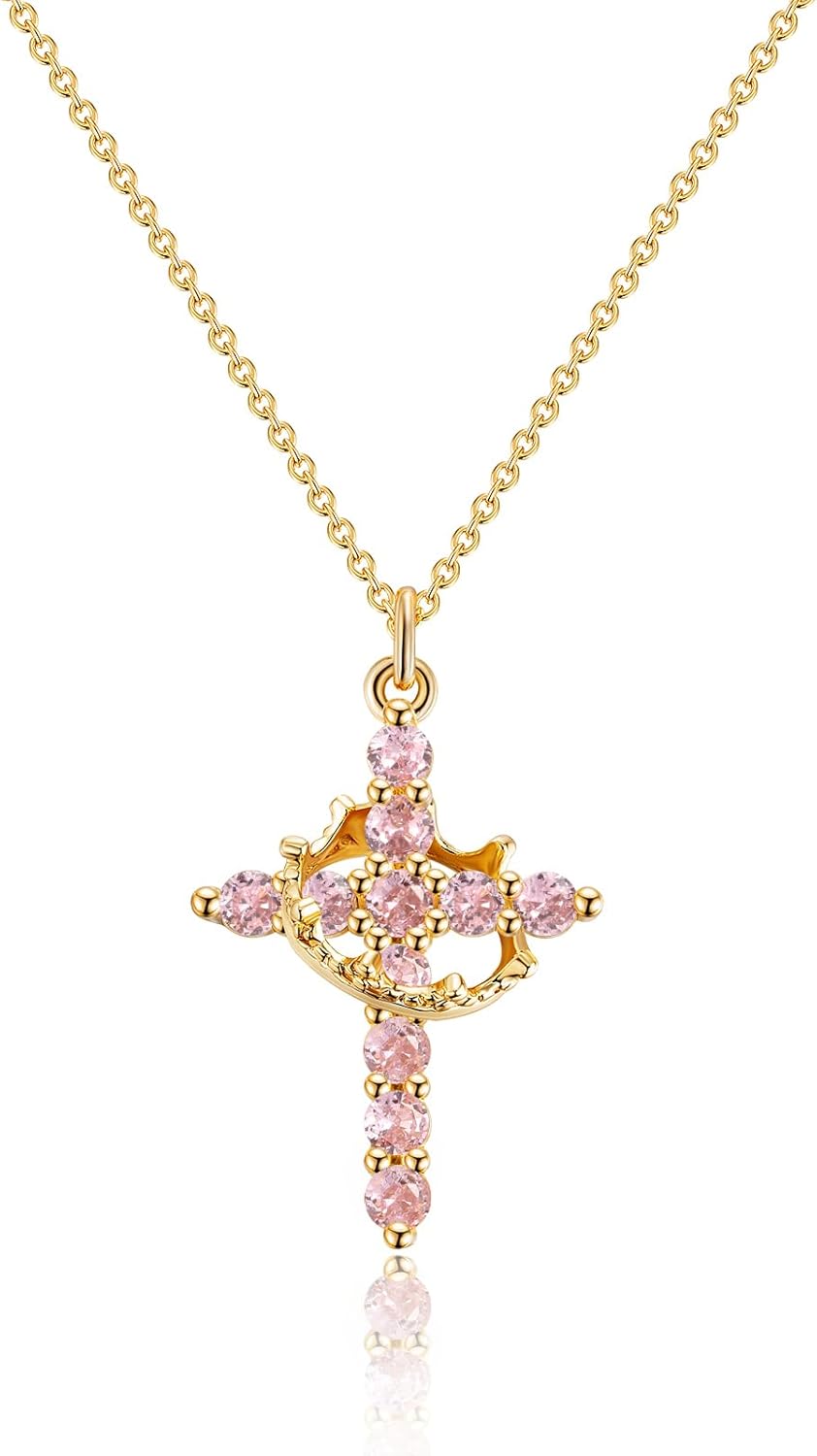 Upgraded Crown Cross Necklace for Women