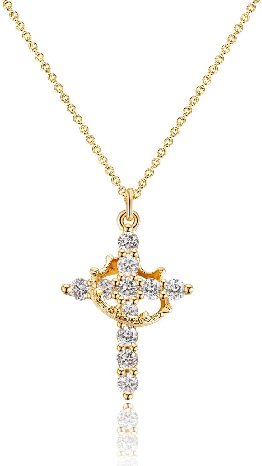 Upgraded Crown Cross Necklace for Women