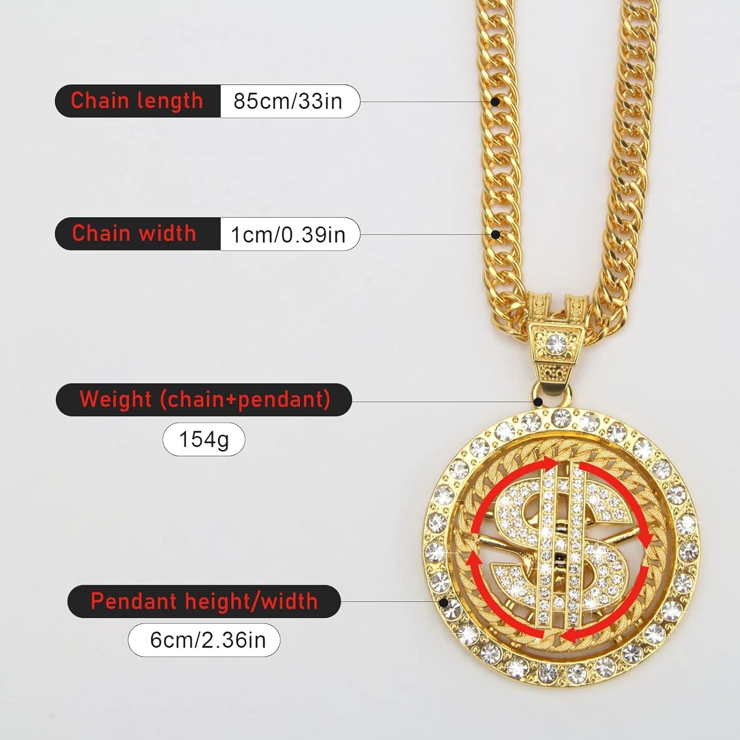 18K Gold Plated Hip Hop Chain Pendant