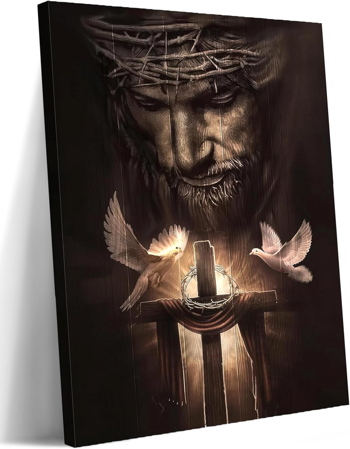 Jesus Christ Cross and Doves Religious Home Decor