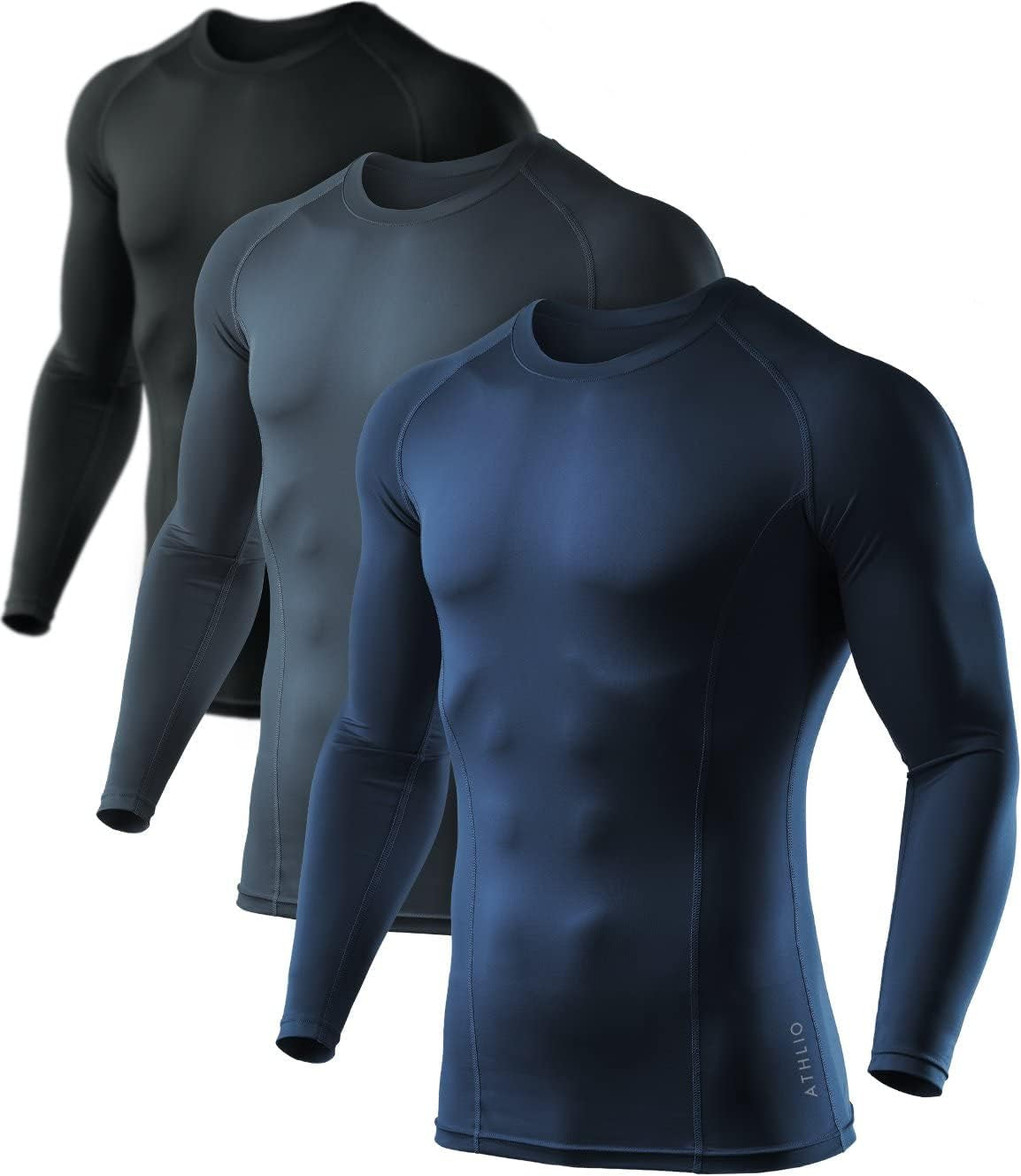 Men'S UPF 50+ Long Sleeve Compression Shirts, Water Sports Rash Guard Base Layer, Athletic Workout Shirt