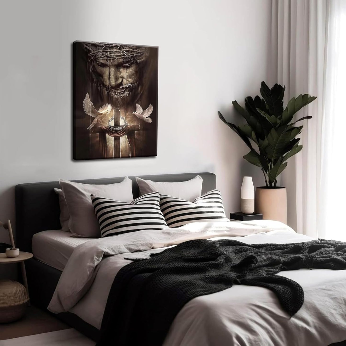 Jesus Christ Cross and Doves Religious Home Decor