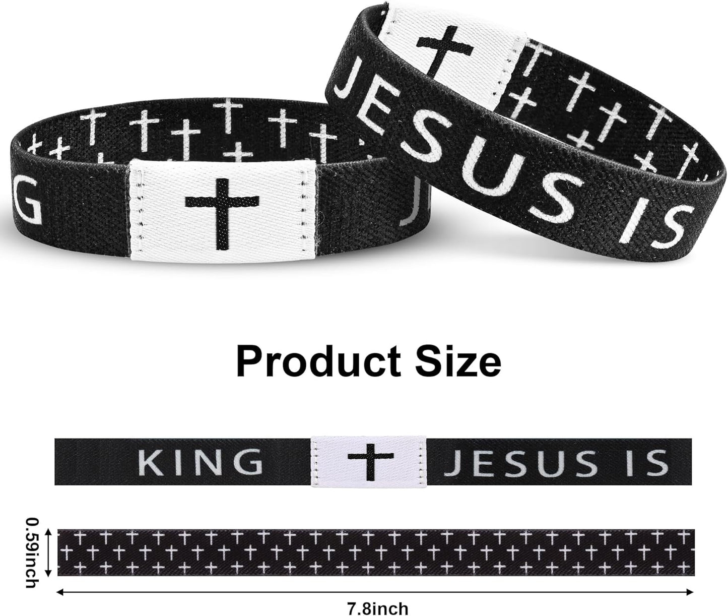 Daily Bible Verse Jesus Is King Bracelet, Christian Jesus Wearable Bracelet Wristband for Women & Men Black