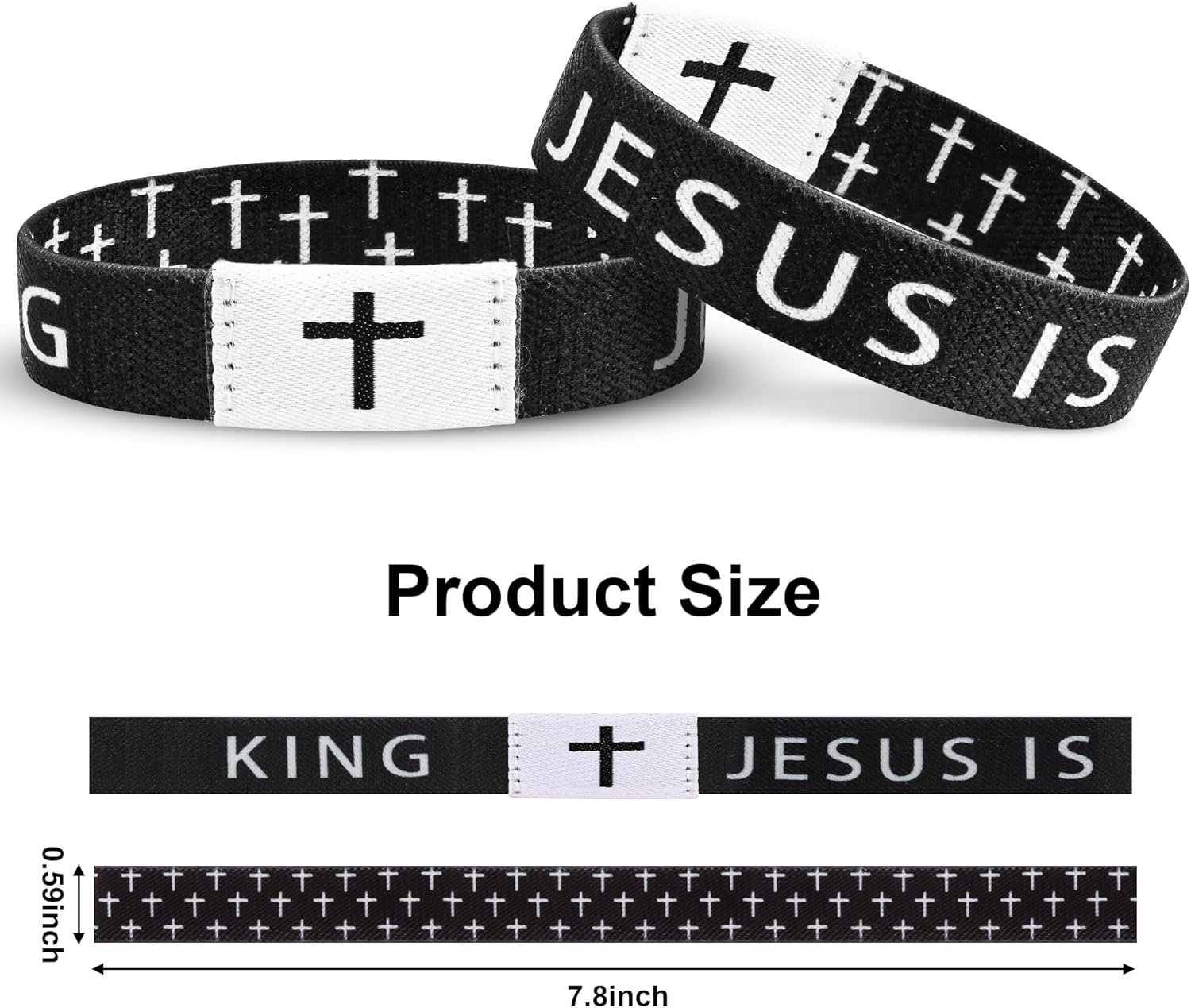 Daily Bible Verse Jesus Is King Bracelet, Christian Jesus Wearable Bracelet Wristband for Women & Men Black
