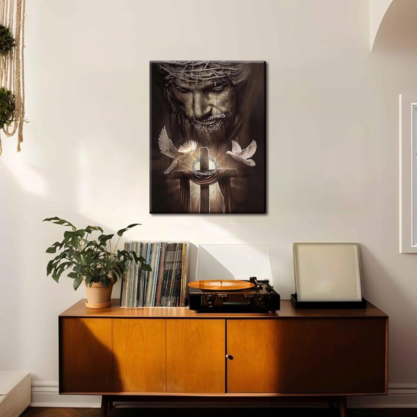 Jesus Christ Cross and Doves Religious Home Decor