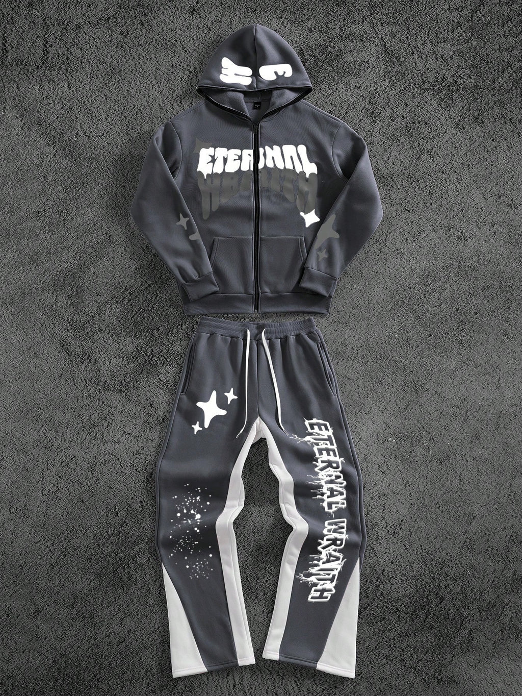 Men's Graphic Hoodie & Sweatpants Set - Manfinity Streetrush Collection