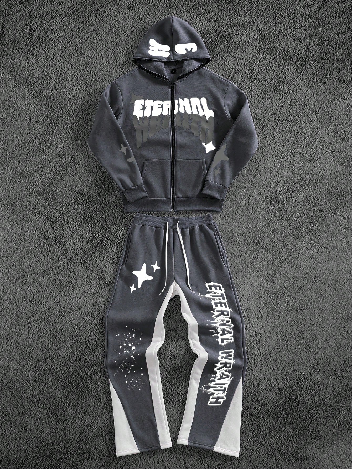 Men's Graphic Hoodie & Sweatpants Set - Manfinity Streetrush Collection