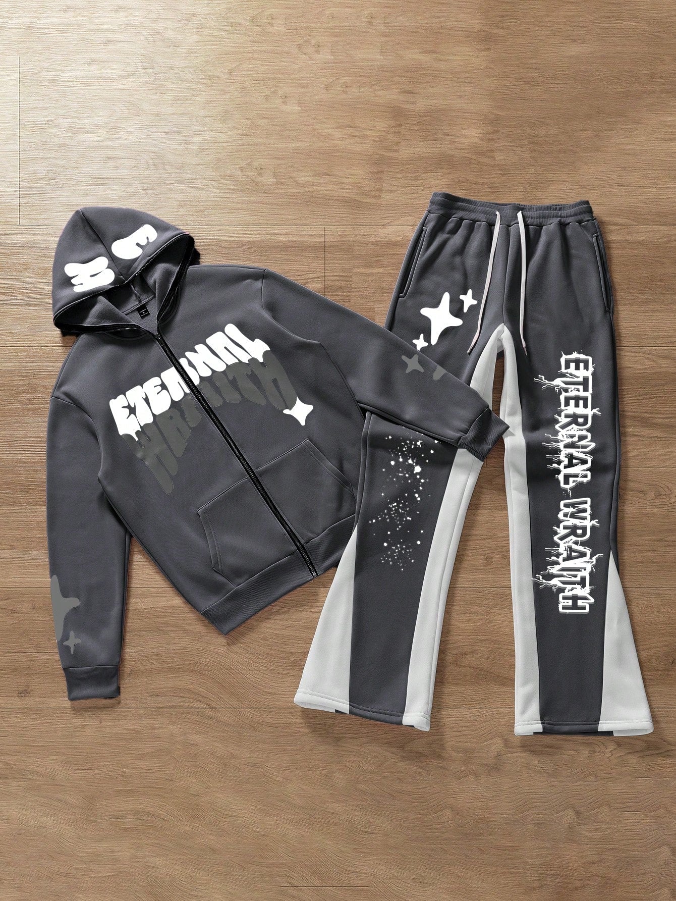 Men's Graphic Hoodie & Sweatpants Set - Manfinity Streetrush Collection