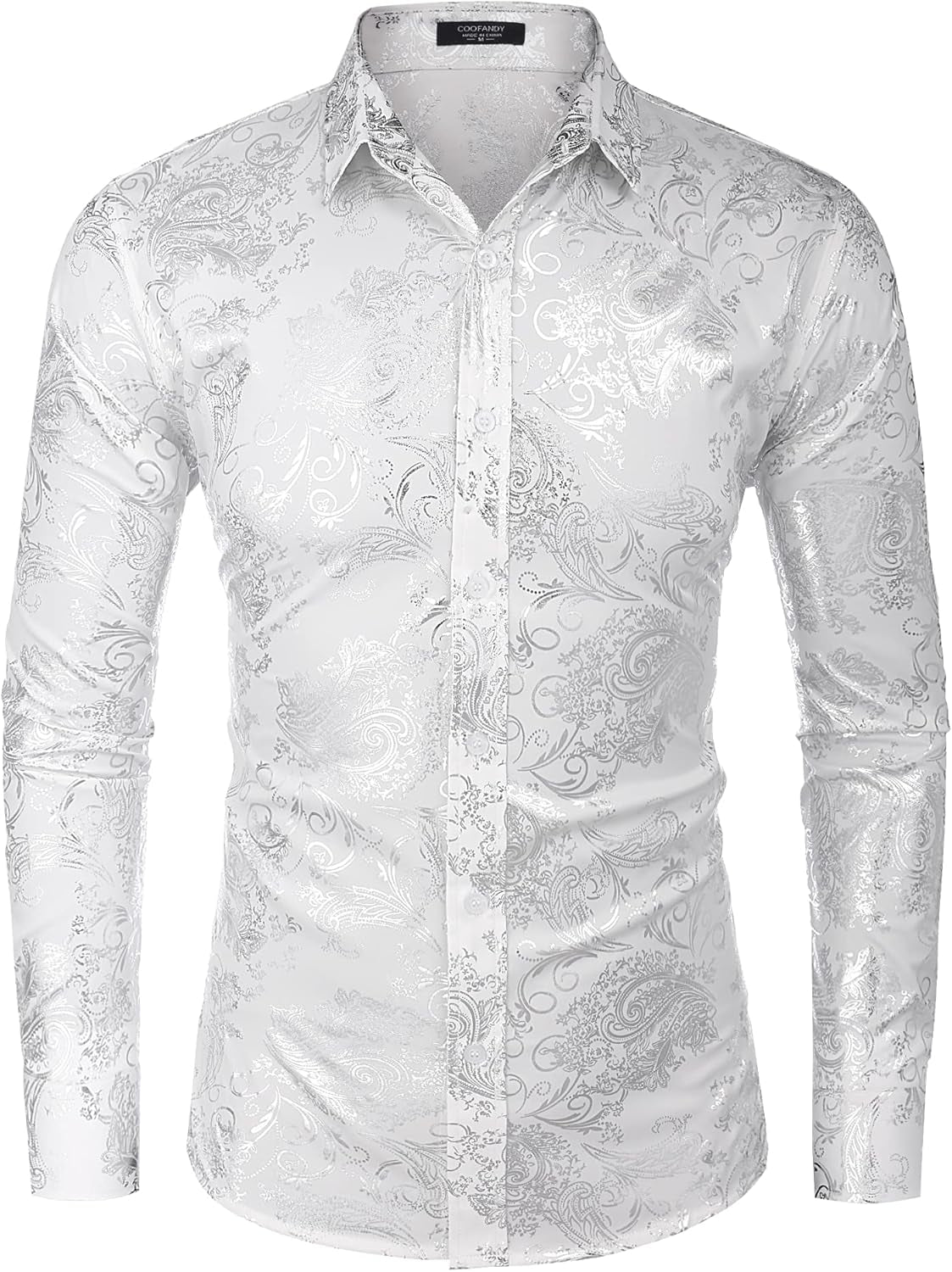 Men'S Paisley Shirt Luxury Disco Long Sleeve Button down Dress Shirts