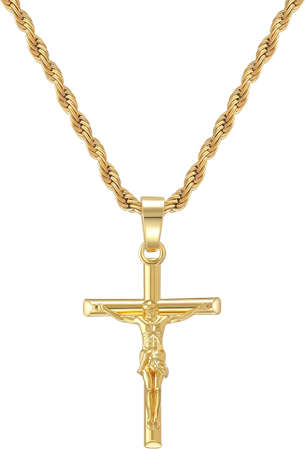 Crucifix Cross Necklace 18K Gold Plated Cross 