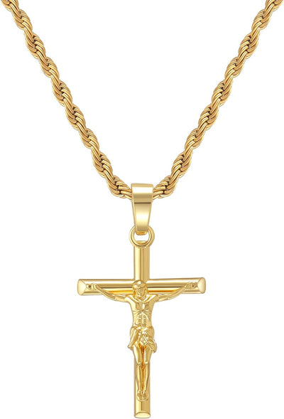 Crucifix Cross Necklace 18K Gold Plated Cross 