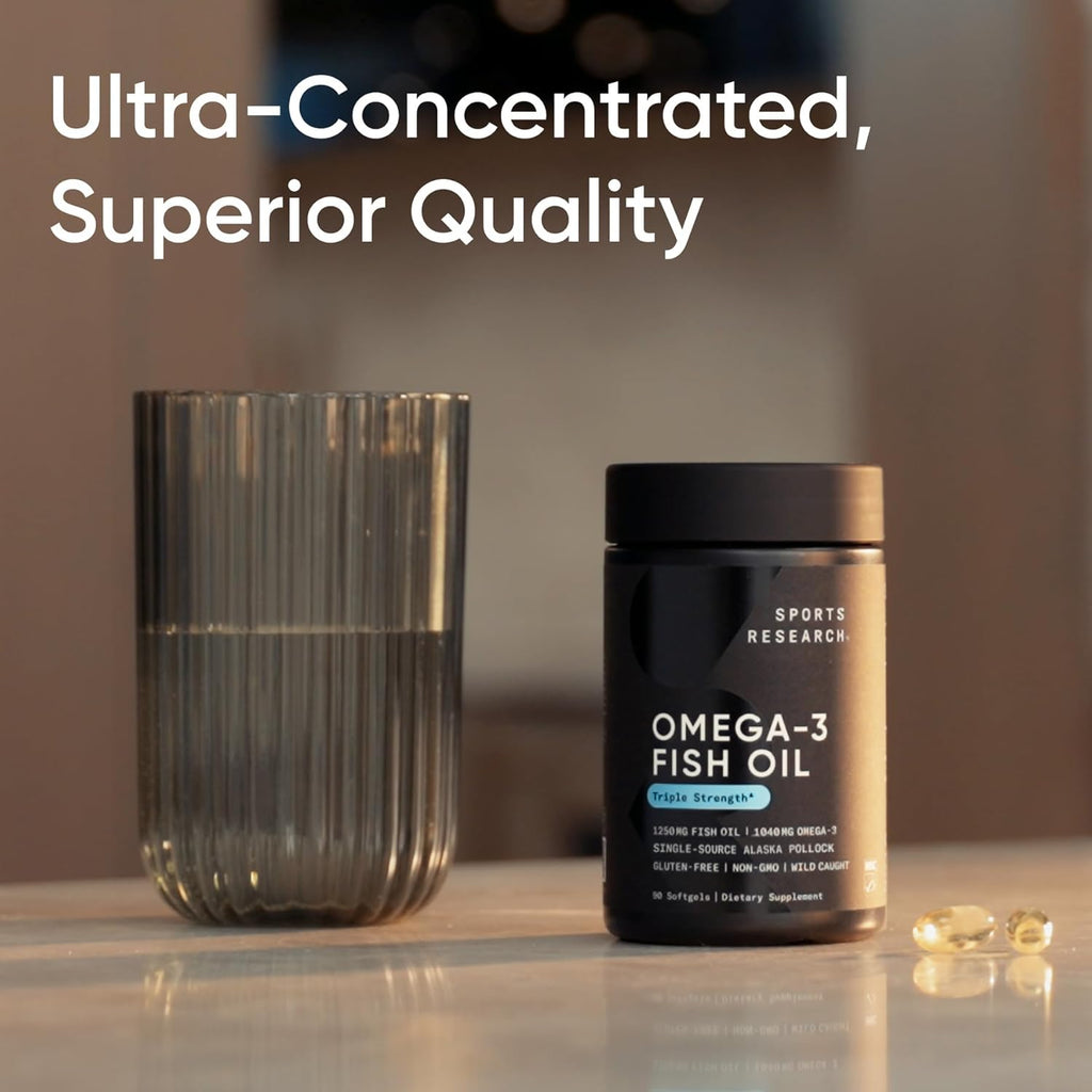 Triple Strength Omega 3 Fish Oil Supplement - Heart, Brain & Immune Support for Adults, Men & Women - 1250 Mg Capsules (30 Ct)