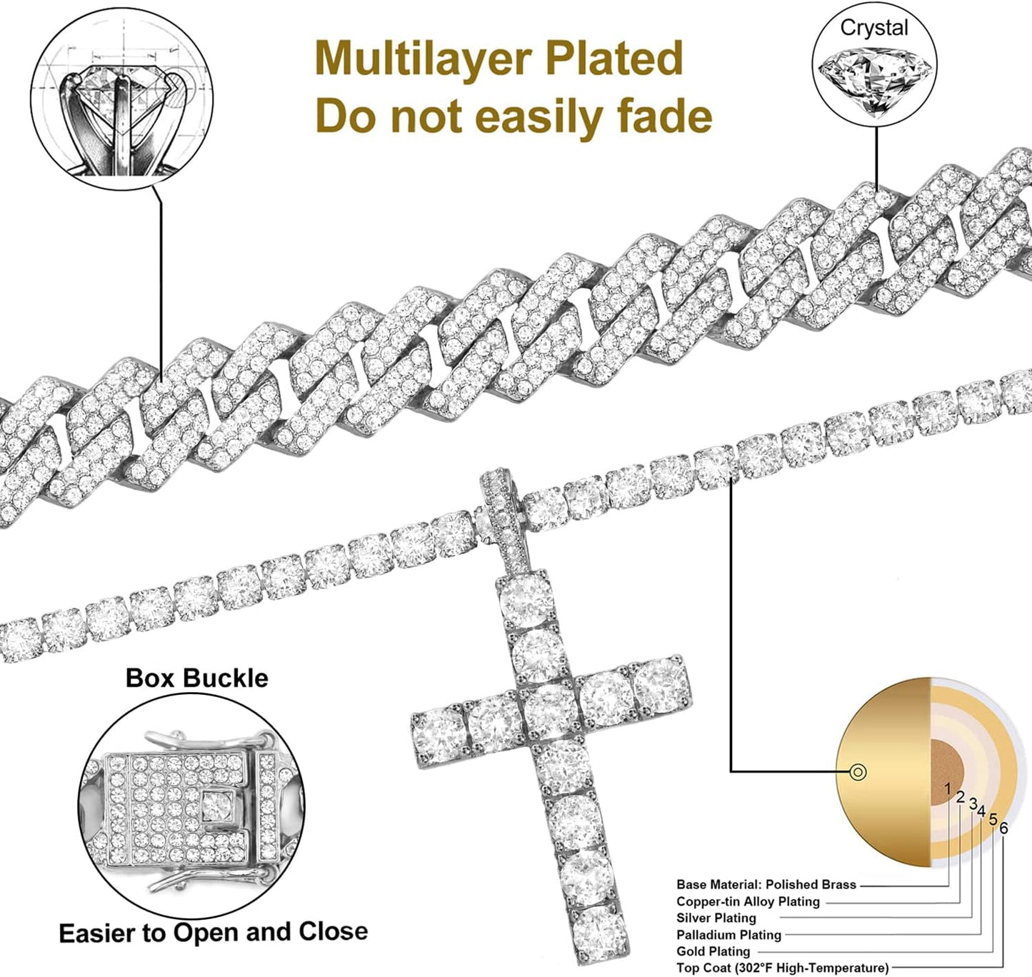 Cross Pendant Diamond Chain for Religious 