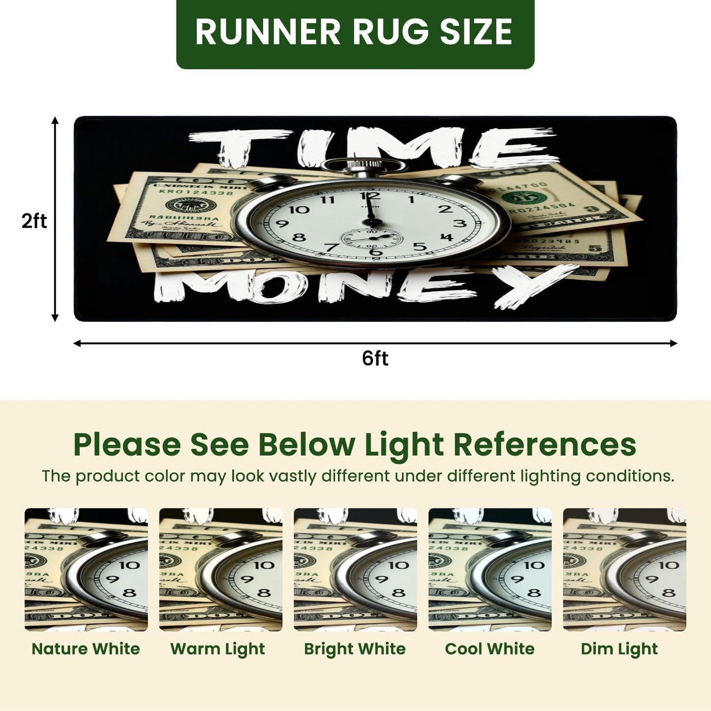 2X6 time is money rug