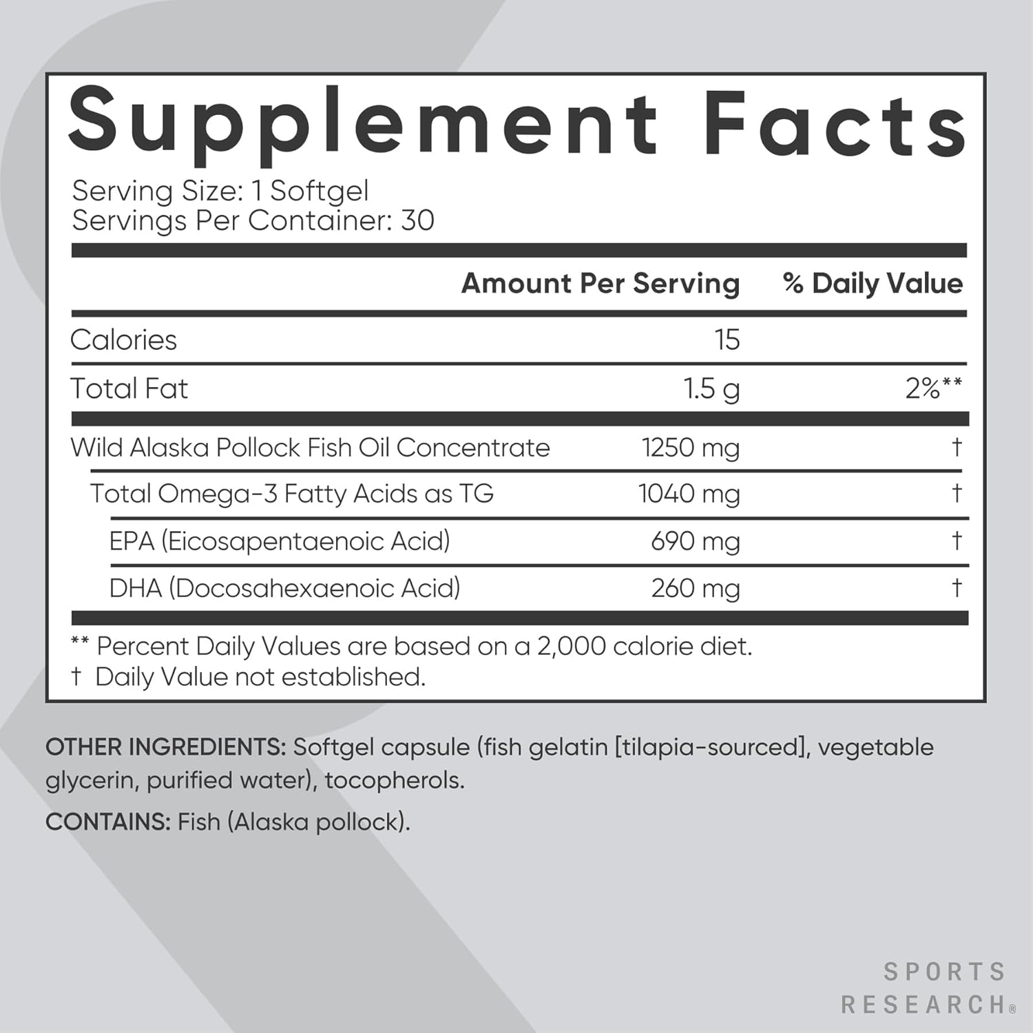 Triple Strength Omega 3 Fish Oil Supplement - Heart, Brain & Immune Support for Adults, Men & Women - 1250 Mg Capsules (30 Ct)