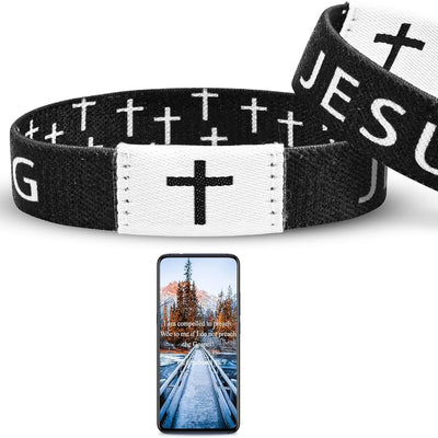 Daily Bible Verse Jesus Is King Bracelet, Christian Jesus Wearable Bracelet Wristband for Women & Men Black
