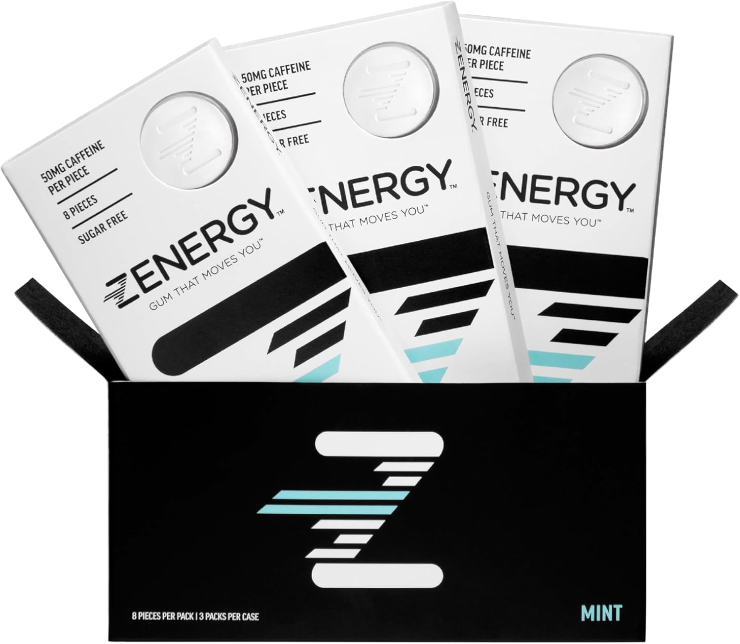 Energy Gum - Mint Flavor  50Mg Caffeine 3 Pack 24 Count
