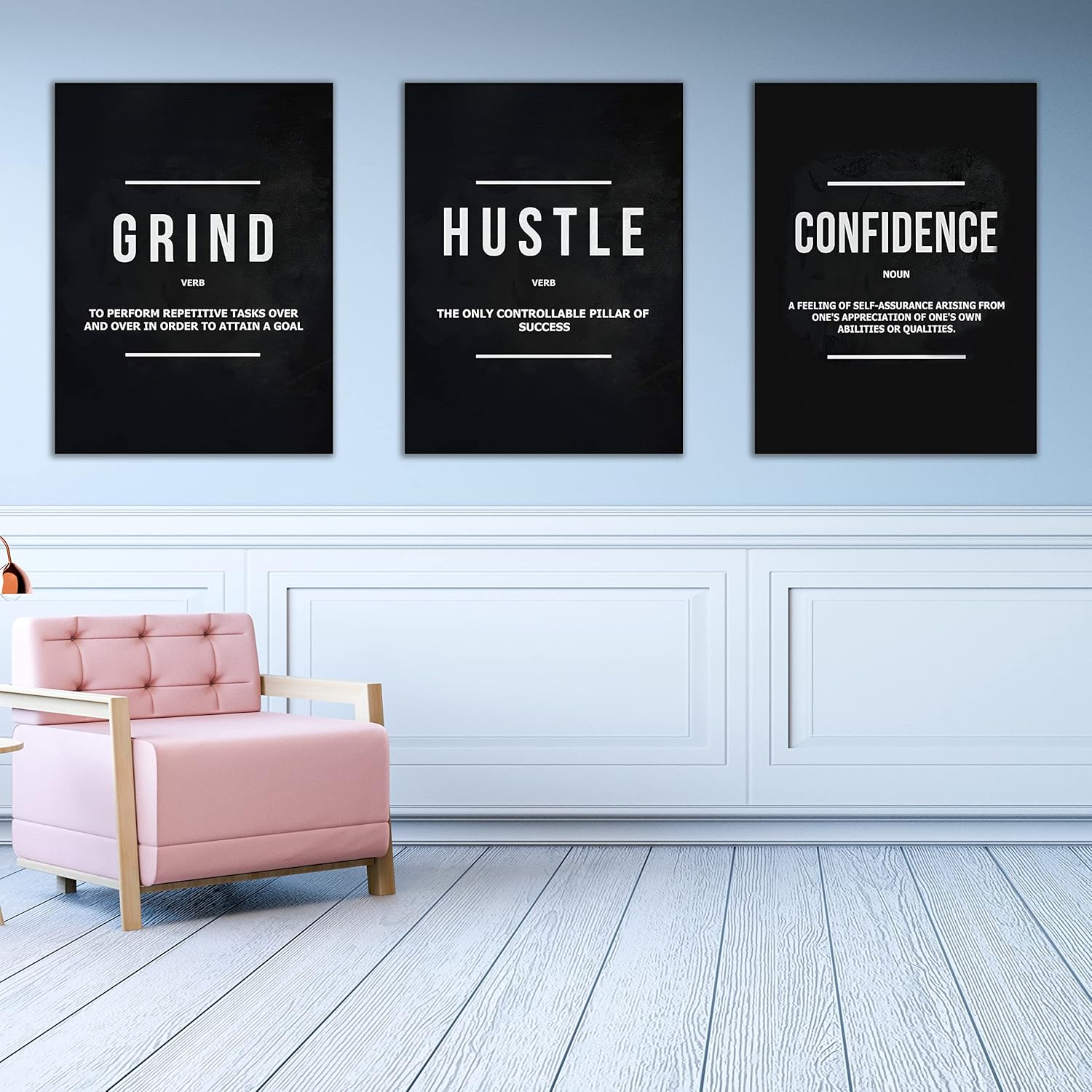 Inspirational Wall Art 3 Pieces Canvas-motivation-Hustle-confidence 