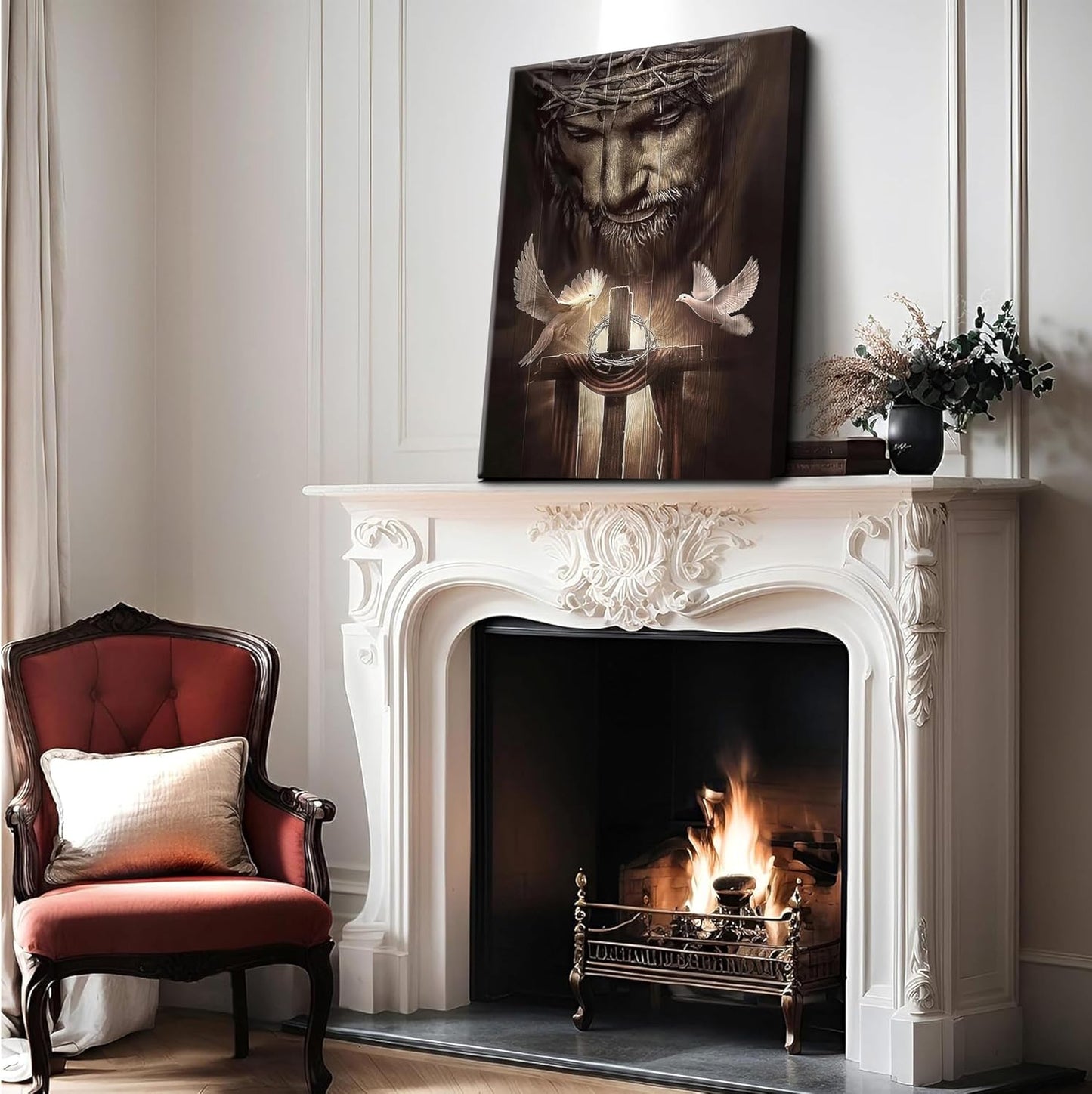 Jesus Christ Cross and Doves Religious Home Decor 