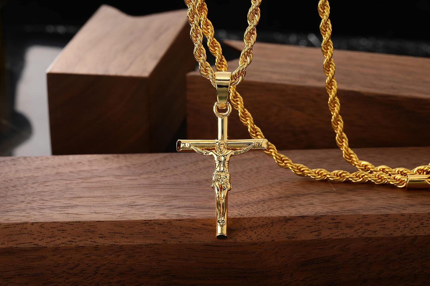 Crucifix Cross Necklace 18K Gold Plated Cross 
