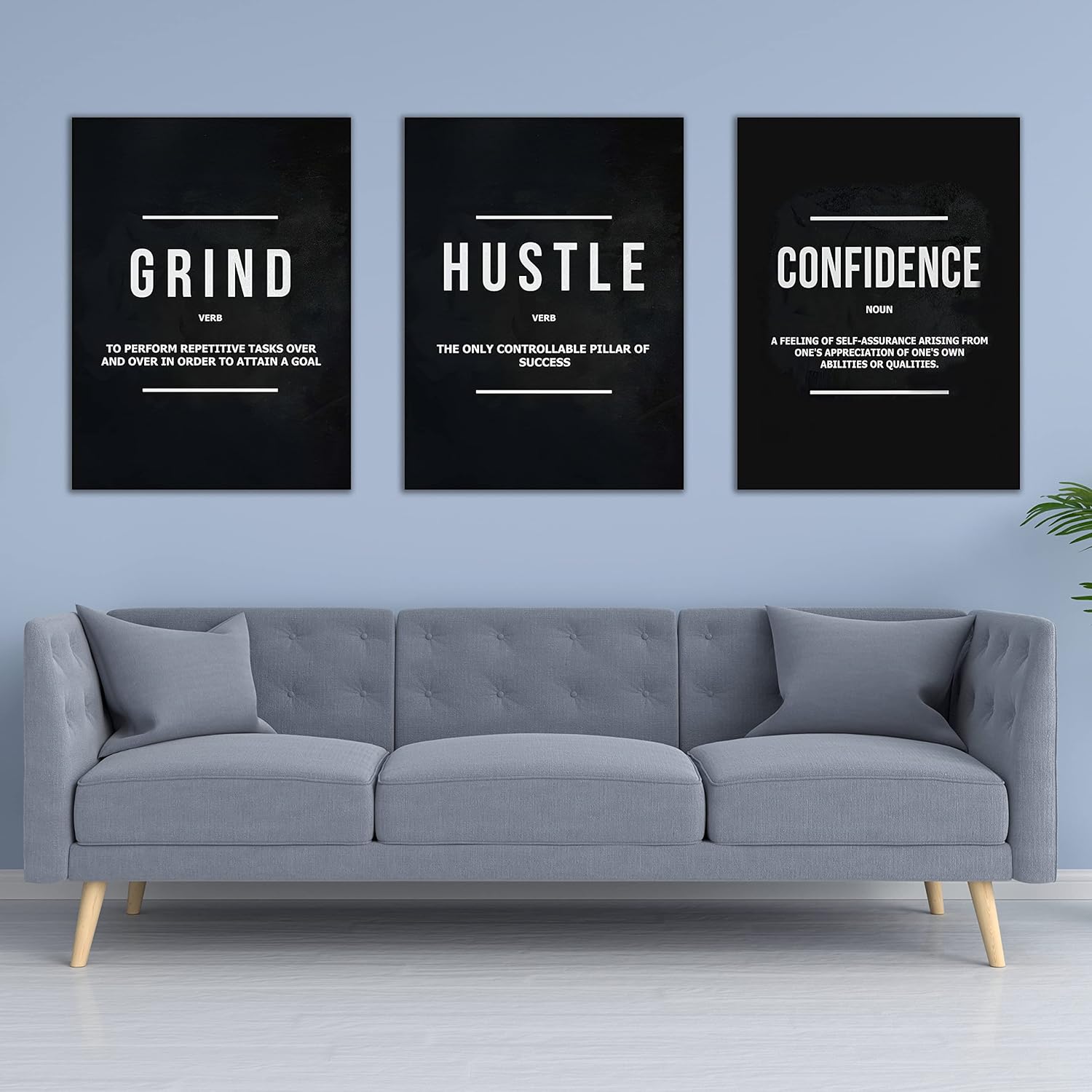 Inspirational Wall Art 3 Pieces Canvas-motivation-Hustle-confidence 