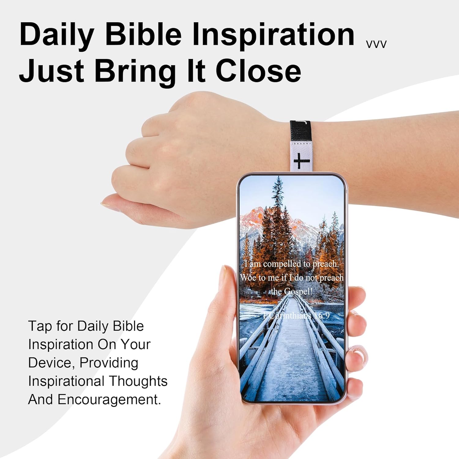 Daily Bible Verse Jesus Is King Bracelet, Christian Jesus Wearable Bracelet Wristband for Women & Men Black