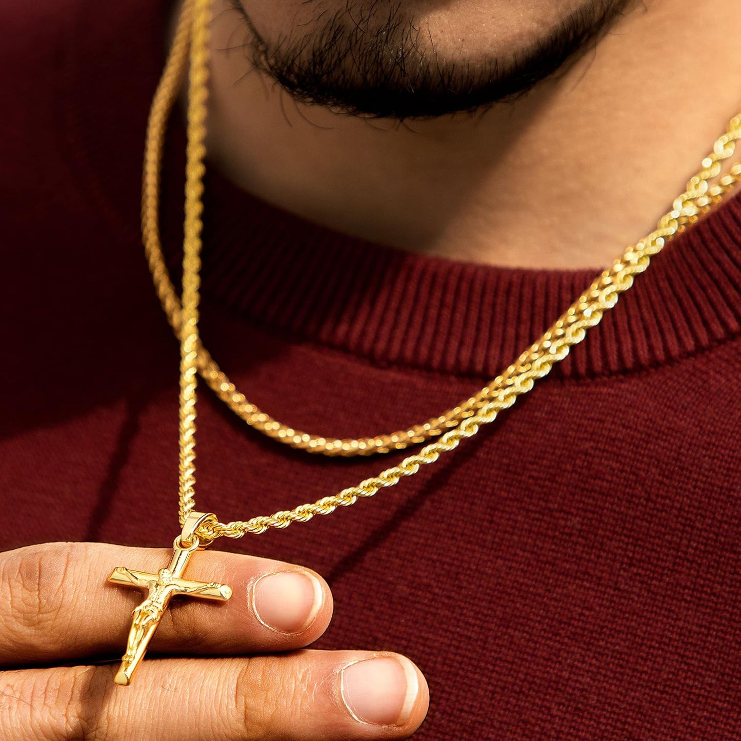 Crucifix Cross Necklace 18K Gold Plated Cross 