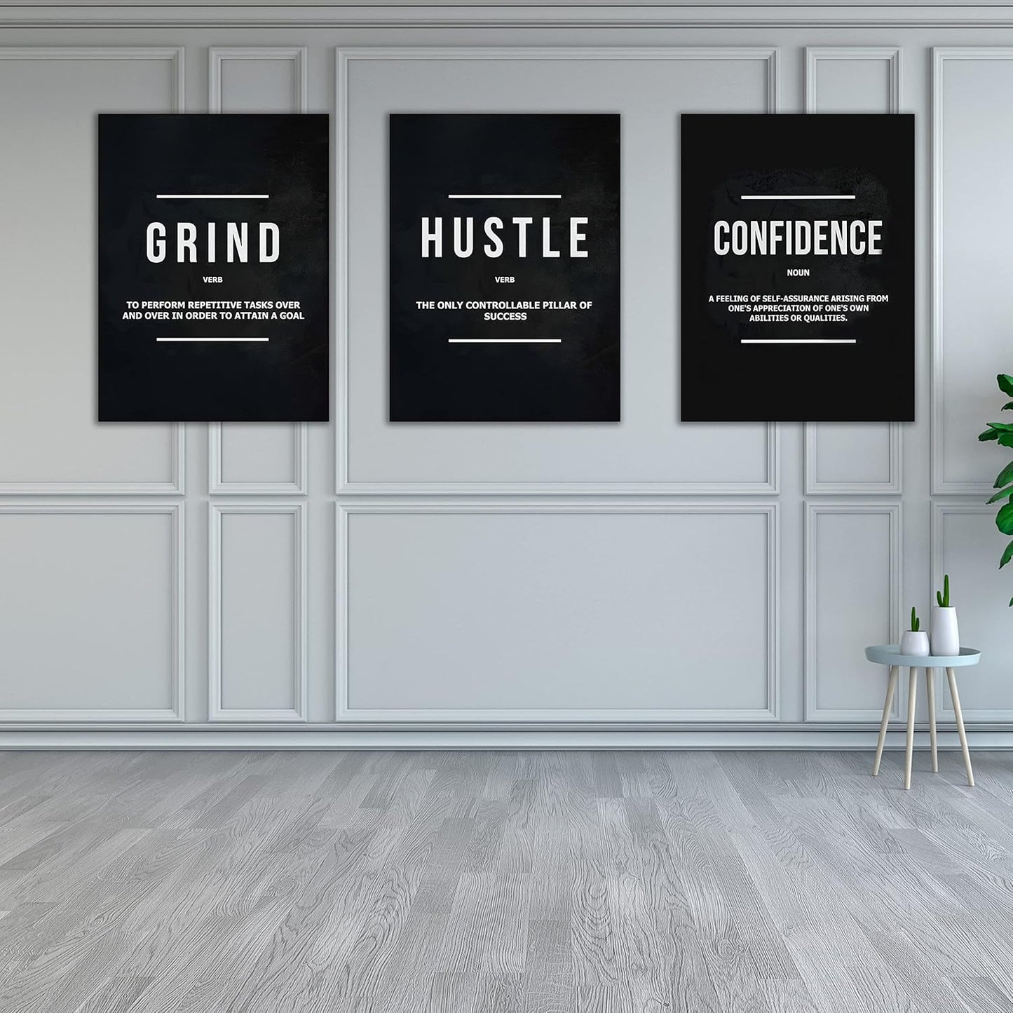 Inspirational Wall Art 3 Pieces Canvas-motivation-Hustle-confidence 