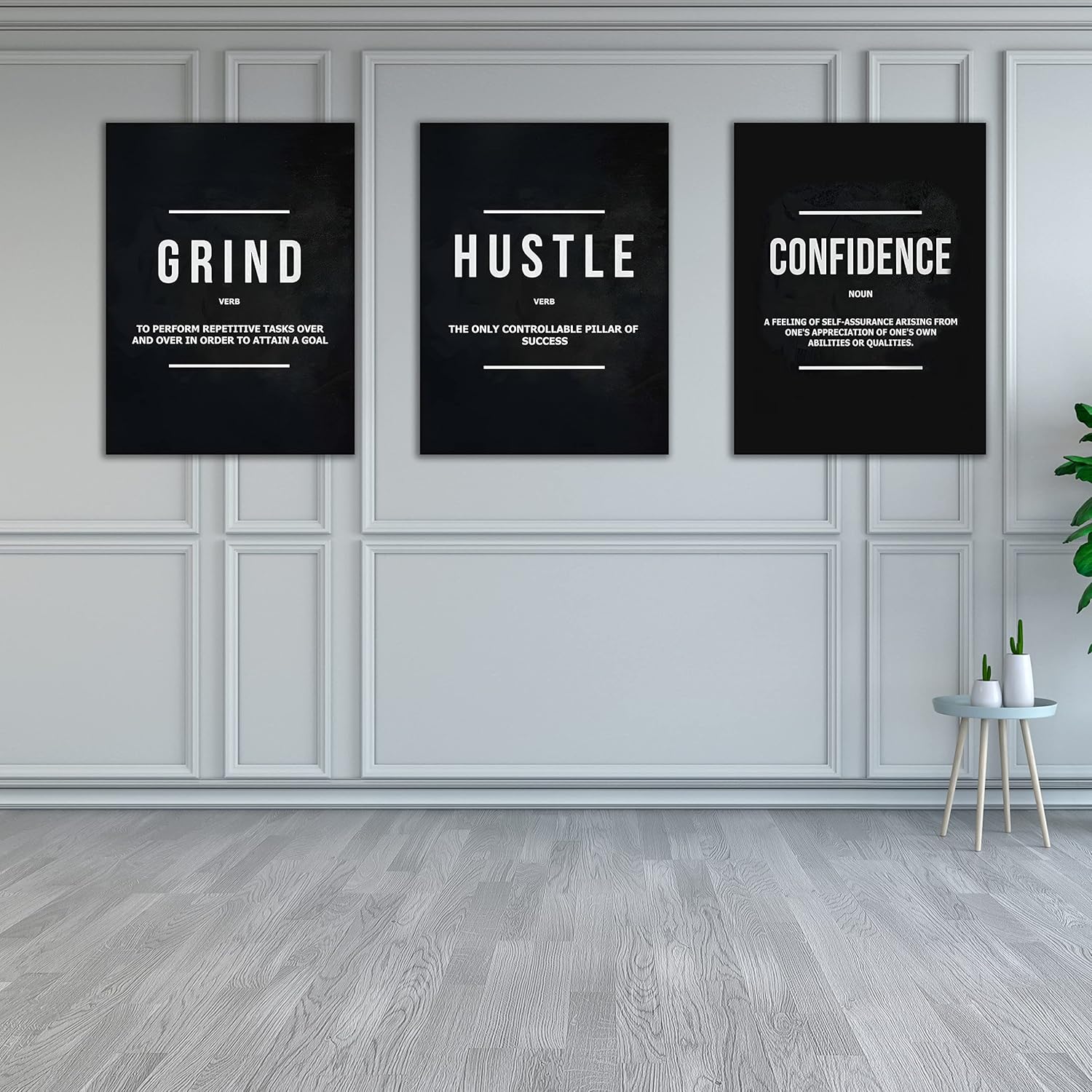 Inspirational Wall Art 3 Pieces Canvas-motivation-Hustle-confidence 