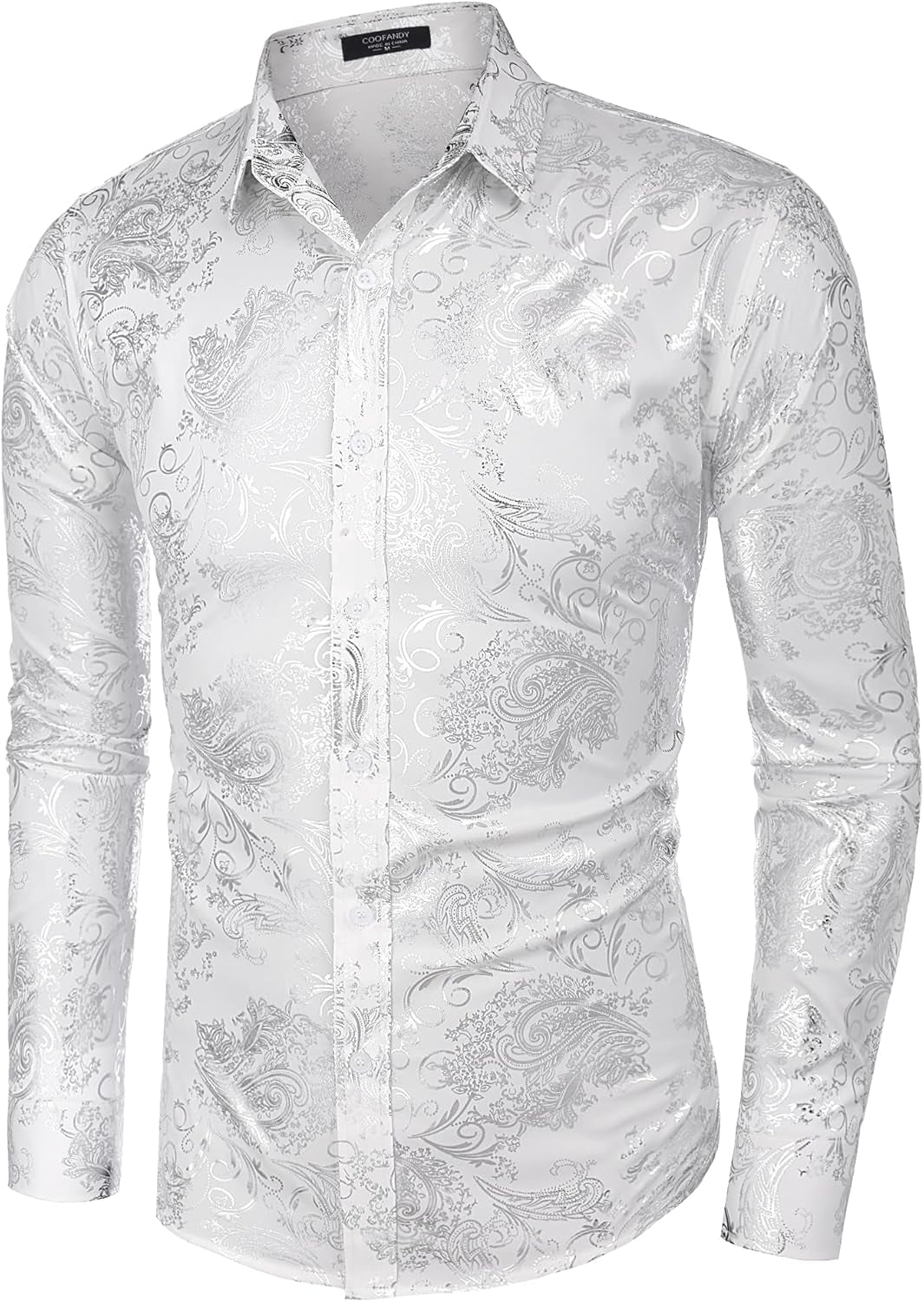 Men'S Paisley Shirt Luxury Disco Long Sleeve Button down Dress Shirts