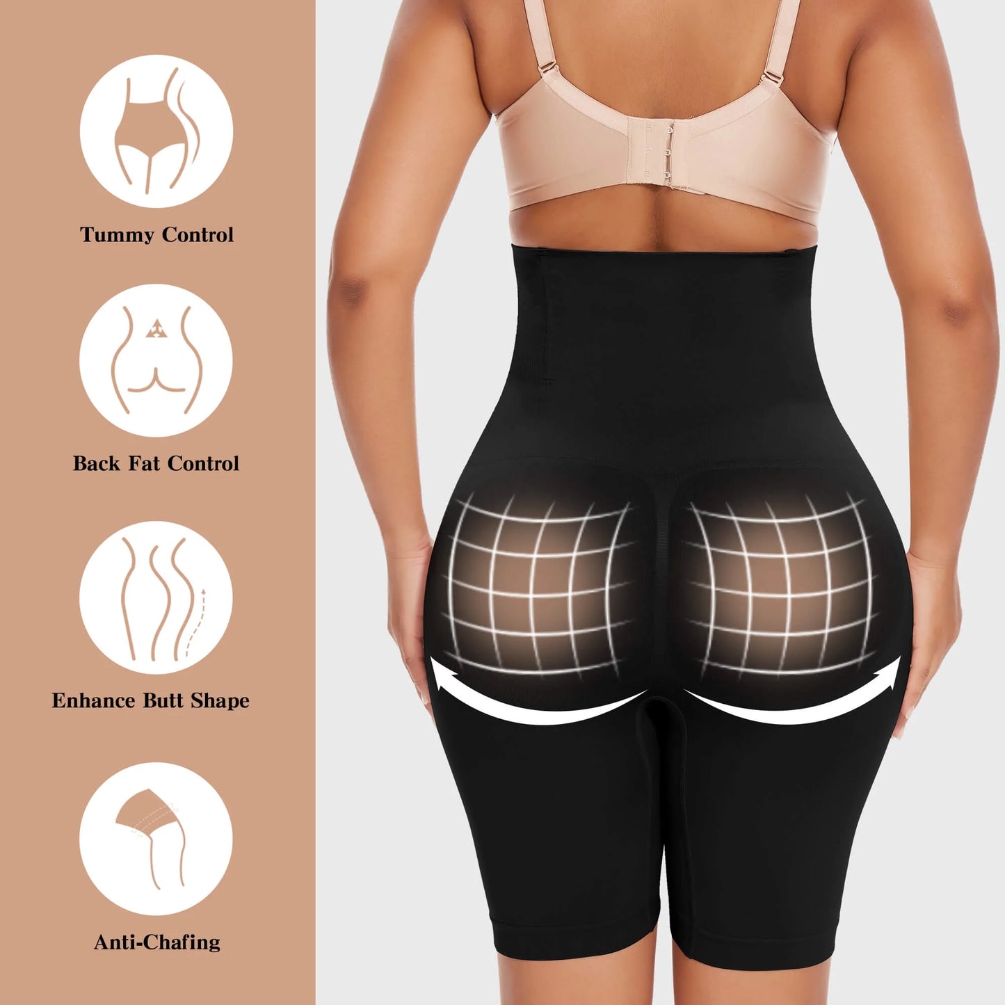 2 Packs Tummy Control Shapewear Shorts Faja Body Shaper for Women High-Waisted Thigh Slimming